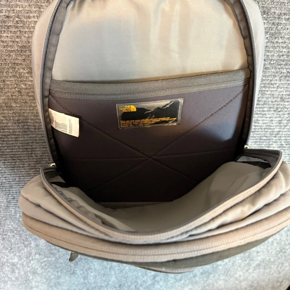 The North Face Microbyte Backpack Gray Pink Laptop Sleeve FlexVent Daypack